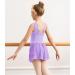 Tegmk Girls Tank Ballet Leotard with Skirt | Butterfly Hollow Back Dance Dress | Size 6-8 Years | Purple - Buy Online on GoSupps.com