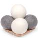 Wool Dryer Balls 4 Pack XL 2.96inch Premium New Zealand Wool Laundry Balls Organic Natural Fabric Softener Baby Safe Reduce Wrinkles and Drying Time(White & Grey) 4 Count (Pack of 1)