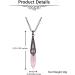 Jovivi Rose Quartz Healing Crystal Pointed Pendulum Necklace - Reiki Pendant for Divination and Wicca Balancing - Buy Online on GoSupps.com