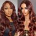 Wavymy Reddish Brown Lace Front Wigs Human Hair Body Wave 13x4 HD Lace Frontal Wig 180% Density Colored Lace Front Human Hair Wigs for Black Women Pre plucked with Baby Hair 33 Auburn Color 18 inch 18 Inch Reddish Brown...