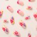 Hot Pink French Flower Press on Nails - 24Pcs Full Cover False Nails with Glue for Women & Girls | Square Stick on Nails - Buy Online on GoSupps.com