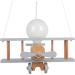 Hallux Children's Room Decoration Lamp - Wooden Ceiling Light for Girls & Kids Small Aircraft Design in Gray/Natural Wood - Buy Online on GoSupps.com