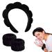 Gugugo headband wristw joint Set hair band cosmetics headband Skincare make -up hair band sponge and terry fabric headband for skin care facial cleaning shower black 3 pieces