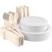 Eco Pack 150 pcs Disposable Paper Plates Set Compostable Plate Cornstarch Utensils Eco Friendly Dinnerware Kit Includes 25 Biodegradable Plates Forks Knives Spoons and Napkins for All Occasions 150 Pcs (25 People) - Buy Online on GoSupps.com