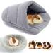 HzNzYHD 2 PCS Guinea Pig Bed Set with Cage Mat Soft Warm Hamster Bed Cave Nest Cushion for Small Animal Chinchilla Hedgehog Ferret Bunny gray