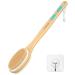 Metene Shower Brush with Soft and Stiff Bristles Exfoliating Skin and A Soft Scrub Double-sided Brush Head for Wet or Dry Brushing Specially Long Wooden Handle Cleans the Body Easily