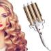 3 Barrel Hair Curler 25mm - Adjustable Temperature Hair Waver Curling Iron for Long or Short Hair Styling - Large Wave Ceramic Crimpers - Gold - Buy Online on GoSupps.com