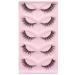 EINCORN 5 Pairs False Eyelash Cats Eye Lashes Thick Foxes Eyelashes Natural False Eyelash Artificial Eyelashes for Party