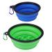 Takuza 2 pieces of dog bowl foldable foldable dog bowl with a carabiner travel bowl dog dog bowl on the way silicone water bowl for dogs 1000 ml feeding bowl - green 350 ml of water bowl - blue