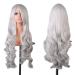 Sawekin 32" 80cm Long Hair Heat Resistant Spiral Curly Cosplay Wig (A-Silver White)