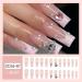 French Tip Press on Nails - Long Square Press On Nails with Nail Tips Love Heart crystal powder rhinestone Planet pattern Design Glossy white press on nails Acrylic False Nails Cute Artificial Nails - Buy Online on GoSupps.com