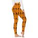Halloween Yoga Pants for Women High Waisted Pumpkin Skull Print Leggings Tummy Control Slim Fitness Tights Trousers Small R- Orange