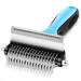 ACKZOT Undercoat Rake for Dogs & Cats, 2 in 1 Dematting Comb & Deshedding Brush for Gently Removes Loose Undercoat, Mats & Tangled Hair (Blue)