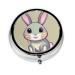 Cute Little Bunnyround Pill Box 3 Compartments Round Pill Box Organizer for Purse Or Pocket &*Portable Travel Pill Box
