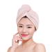 Women Hair Towel Wrap Twist Hair Drying Towel Hat Cap Soft Ultra Absorbent Bath Shower Spa Turban Ladies Fast Quick Magic Dryer Head Towel with Button Loop Fasten for Long Thick Hair Salon Home Dusty Pink