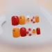 24-Piece Red Orange French Press-On Nails | Full Cover Acrylic Fingernails with Nail Glue Stickers | Heart Design for Women & Girls Nail Art - Buy Online on GoSupps.com