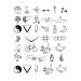 SanerLian Black Love Heart Temporary Tattoo Sticker Set of 4 - Waterproof Geometry Design for Women & Girls - Ideal for Neck, Chest, and Hand - 15x11cm - Buy Online on GoSupps.com