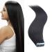 SEGO 50cm Tape Extensions Real Hair Extension 25g Adhesive Hairpieces Straight 100% Remy Hair 10pcs Black#1