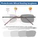 Rimless Bifocal Photochromic Reading Glasses for Men - Anti-Blue Light Computer Readers & Transition Sunglasses | Clear 3.5x - Buy Online on GoSupps.com