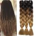 Sego 3 pieces ombre jumbo braid art hair 24 inch 300g hair lichen extensions for crochet twist lichen hair hair extensions dark brown & medium brown & light brown 60.96 cm (3 pieces)