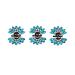 JUSTFOX - 3 x mini hair clips in flower shape with rhinestones turquoise