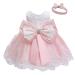 LZH Baby Girls Lace Dress Bowknot Flower Dresses Wedding Pageant Baptism Christening Tutu Gown 0-24 Months 3-6 Months Baby Pink