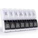 MERICARGO Weekly Pill Box Organiser Large Daily Pill Organiser 2 Times a Day Travel Tablet Organiser with Easy Push Button Design for Meds Vitamin Fish Oil Supplements Black & White