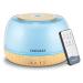 TAIGUCAT 300ML Aromatherapy Essential Oil Diffusers for Home 8 Hours Quiet Electric Air Diffuser with USB-C Power Cord Remote Control 7 LED Color Changing Lights Bottom - Yellow