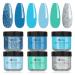 Mobray Dip Powder Nail Set, 6 Classic Blue Colors Glitter Dipping Powder Starter Kit French Nail Art Manicure DIY Salon Home Gifts for Women, No Need Nail Lamp Cured Blue series