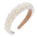 KALIONE Pearl Headbands for Women Faux Pearl Hairbands White Bridal Headband Hair Hoop Wide Hairbands Wedding Accessories