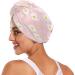 Buy Pink Daisy Dry Hair Cap - 2 Piece Quick Drying Towel Set with Button Headband | Super Absorbent & Soft Comfort for Fast Hair Drying - Buy Online on GoSupps.com