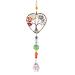Heart Chakra Crystal Stone Sun Catchers for Windows Tree of Life Tandem Natural Quartz Gemstone Pendant Rainbow Maker Suncatcher Spiritual Gifts for Women Brown Heart Chakra