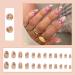 24Pcs Short Almond Flower Press on Nails - Nude French Tip Glossy False Nails with Purple Flower Design - Full Cover Glue on Nails for Women - Buy Online on GoSupps.com
