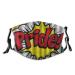 Pride Rustic Pop Art Style Comic Book Icon Pride Hand Lettering Effect and Rainbow Flag Image Cotton Washable Nose Wired Face Cover Filter Pocket Wide Cover with Filter