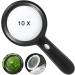 HYOIIO 10x Magnifying Glass with Light, Lighted Magnifying Glass 10X with 12 LED Lights for Seniors Kids- Large Magnifying Glass for Reading, Inspection, Coins, Jewelry, Explorin 10x-black