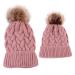 2PCS Family Matching Hat Winter Warmer Mother & Baby Knit Hat Ski Cap Baby&Mother Pink