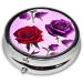 Red & Purple Roses Round Pill Box | 3-Compartment Organizer for Travel | Portable Pill Storage for Purse & Pocket - Buy Online on GoSupps.com