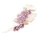 Minkissy hair jewelry for women and girls bride hair crest rhinestone head strand hair comb with floral pattern side hair comb for women wedding violet metal wedding ridge bride-wearer medium purple