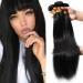 24"24"24" Brazilian Human Hair 3 Bundles Straight Virgin Weave Brazilian Extensions 100% Real Hair Natural Black