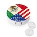 Mexico Mexican USA America Flag Round Case For Contact Lens Kit Storage Box with Mirror Printed