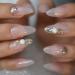 24pcs 3D Rhinestone Pearls Press On Nails Medium Almond Shiny