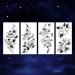Oottati 10 Sheets Waterproof Temporary Tattoo Stickers - 3D Black Branch Rose Peony Flower Design for Parties & Events - Buy Online on GoSupps.com