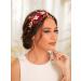 IYOU Flower Wedding Headband Red Pearl Hair Bands Copper Wire Prom Bridal Hair Accessories for Women - Buy Online on GoSupps.com