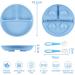 Vicloon Silicone Suction Baby Plates - Non-Slip Self Feeding Divided Plate Set for Toddlers | 2Pcs | Fits Most Highchairs Trays | Grey Blue/Green - Buy Online on GoSupps.com