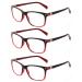 Kerecsen 3 Pack Reading Classes Women Feder hinges Good glasses High quality rectangular comfortable women reading aid (2.00 3 deep red) 2.00 3 deep red
