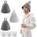 Palwin sauna hat felt 3 pieces sauna hat with hook self-adhesive sauna hat cap for men and women (grey and white)
