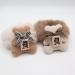 Cute Hair Scrunchies for Girls  Plush Furry Elastic Hair Scrunchy for Thick Hair Ponytail Holder (Beige & Brown)
