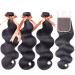 ALLRUN Brazilian Body Wave Human Hair Bundles with Closure - 20 22 24 + 18 Inch Free Part Lace Closure - 100% Unprocessed Virgin Hair - Buy Online on GoSupps.com