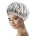 Satin Lined Shower Cap for Women - Large Adjustable Sleep Bonnet with Silky Satin Inner Layer - Waterproof Outer Layer - Special Pattern Printing - White Design - Pack of 1 - Buy Online on GoSupps.com