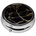 Gold and Black Lines Portable Metal Pill Box | 3-Compartment Mini Organizer for Travel | Hinged Design for Small Pills - Buy Online on GoSupps.com